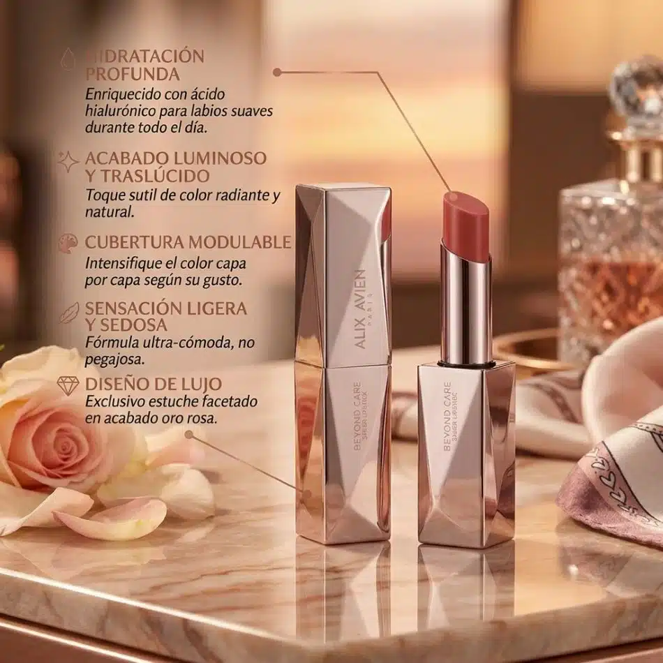 Labial Beyond Care Sheer Lipstick 902 Sheen Apricot Alix Avien - Imagen 2
