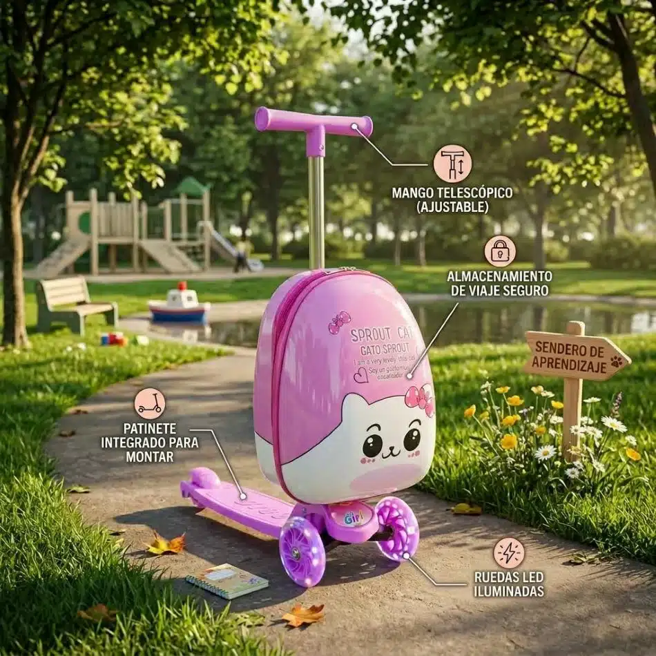 Patineta Scooter Niños Con Maleta Plegable 3 Ruedas - Imagen 4