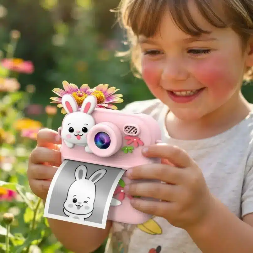 Cámara De Impresión Instantánea Para Niños Conejo Rosa - Imagen 3