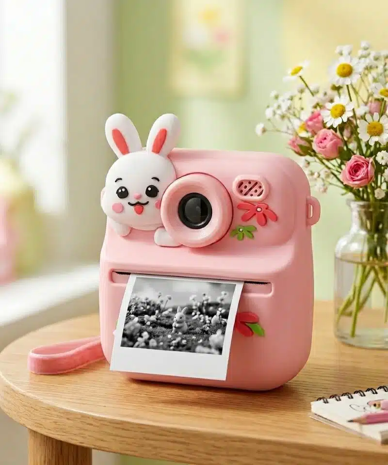 Cámara De Impresión Instantánea Para Niños Conejo Rosa - Imagen 4