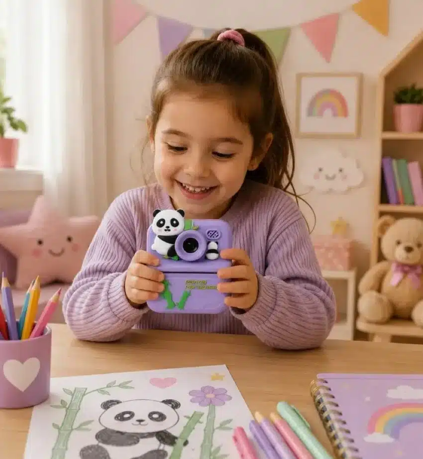 Cámara De Impresión Instantánea Para Niños Oso Morado - Imagen 3