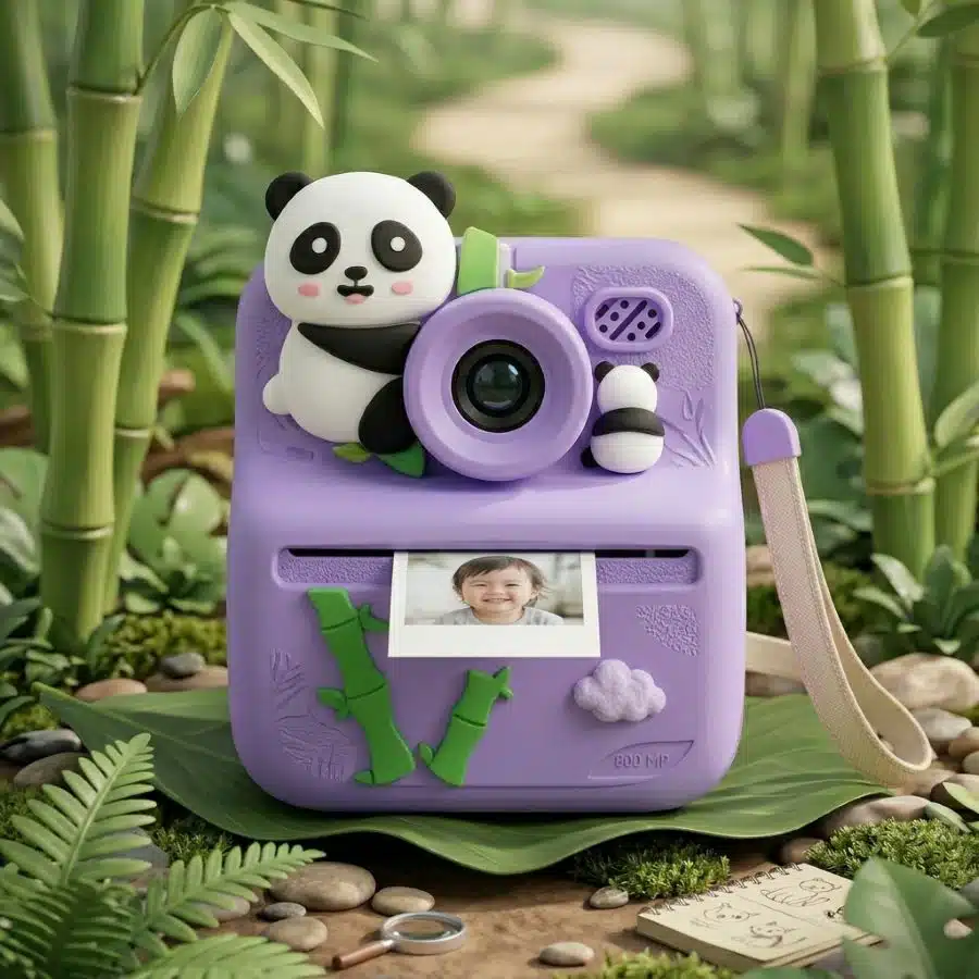Cámara De Impresión Instantánea Para Niños Oso Morado - Imagen 4