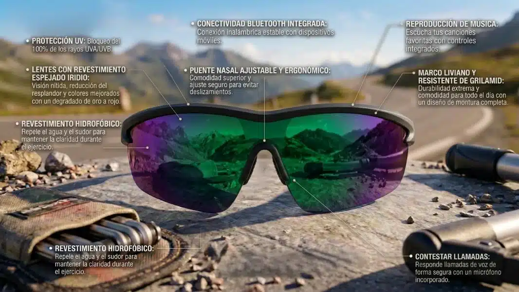 Gafas Deportivas Inteligentes Con Bluetooth iGlass T07-1 - Imagen 2
