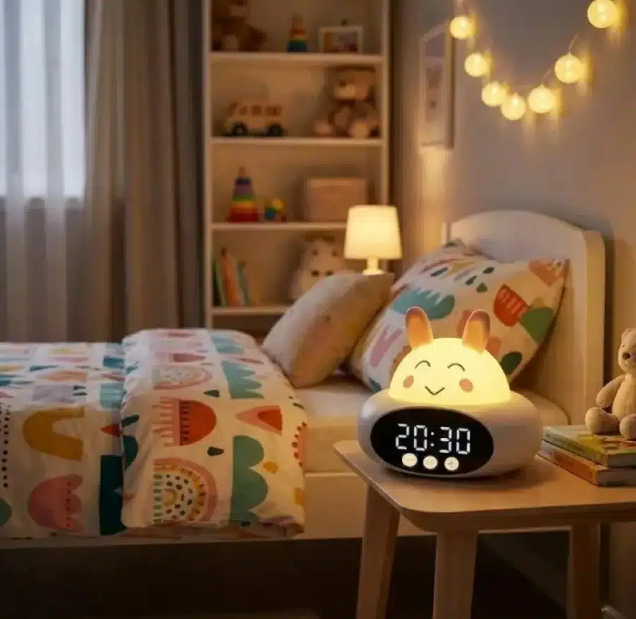 Reloj Despertador Conejo Infantil Recargable Multicolor Led - Imagen 2