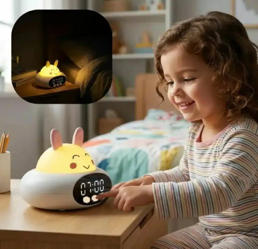 Reloj Despertador Conejo Infantil Recargable Multicolor Led - Imagen 5