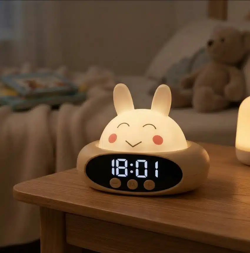 Reloj Despertador Conejo Infantil Recargable Multicolor Led - Imagen 4