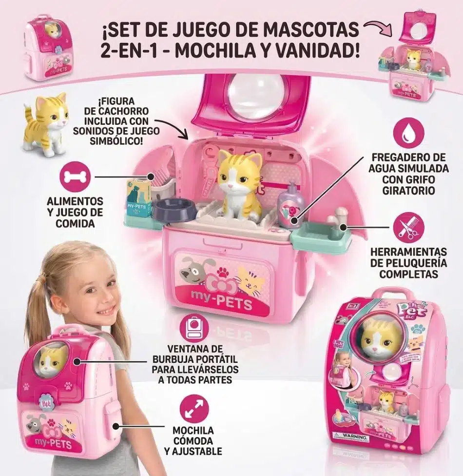 Maleta De Gato Juguete Set Veterinaria Niños Mascota - Imagen 2