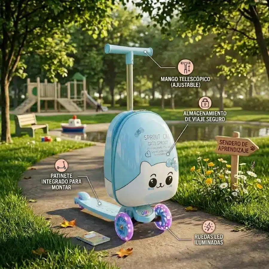 Patineta Scooter Niños Con Maleta Plegable 3 Ruedas - Imagen 2