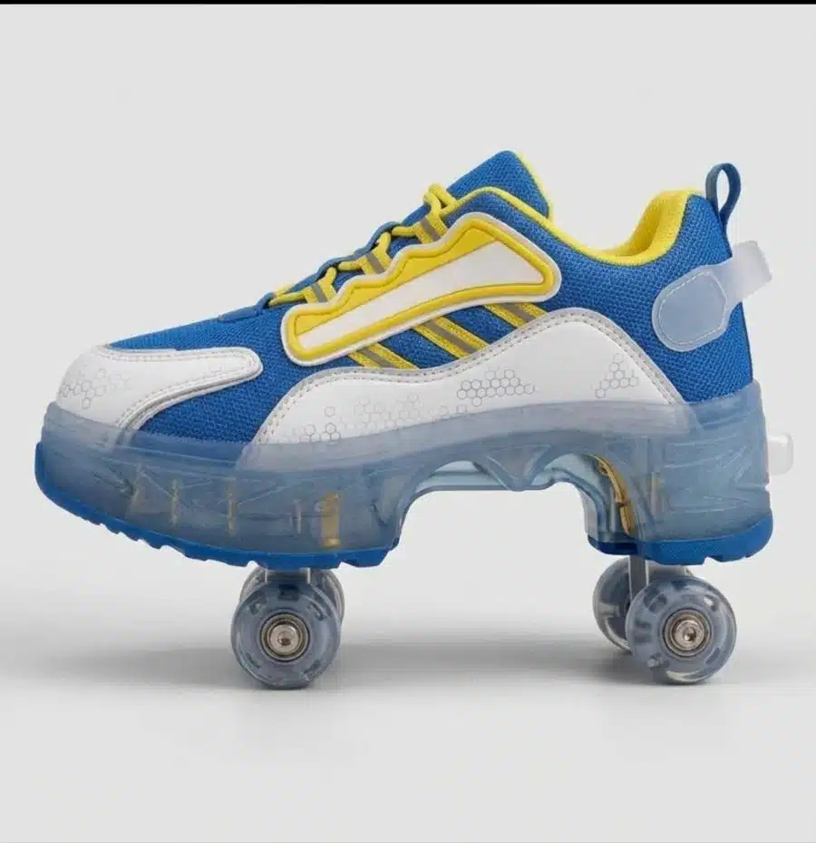Patines de 4 Ruedas Luminosas Mecanismo Ruedas de Plegado Interior Talla 38 Azul - Imagen 4