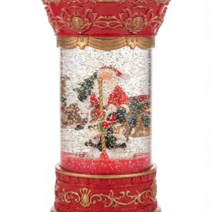 Lampara Navideña Diseño Farol Estilo Carrusel Nieve Luz Y Sonido Roja