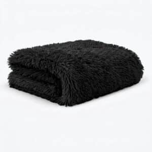 Cobija Manta Fluffy Doble Faz Térmica Peluda Negra