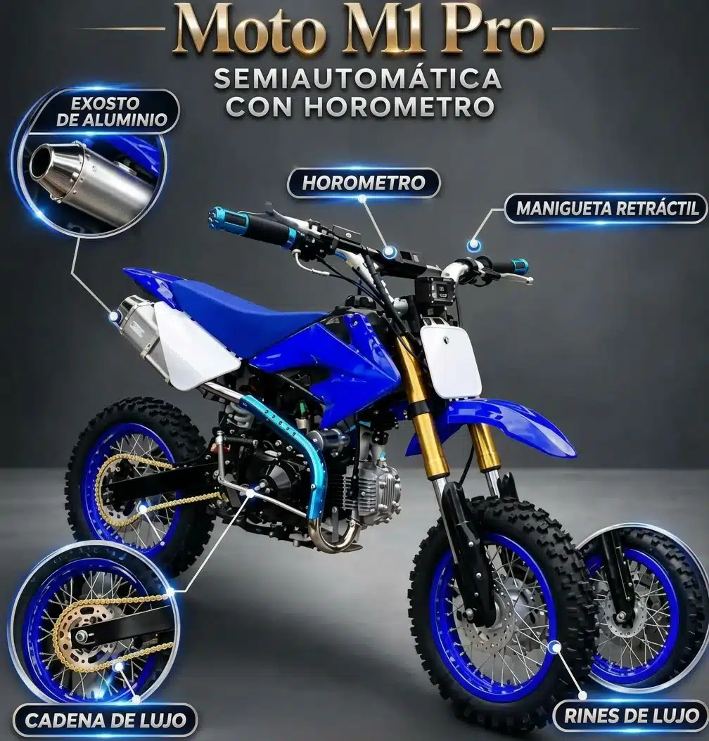 Moto A Gasolina Para Niños 110 Cc Cuatro Tiempos M1 Pro Azul - Imagen 2