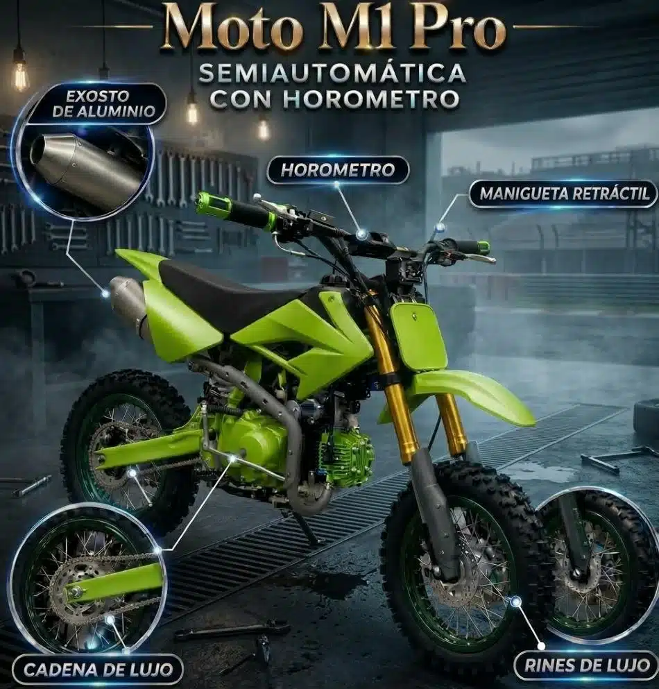 Moto A Gasolina Para Niños 110 Cc Cuatro Tiempos M1 Pro Verde - Imagen 2