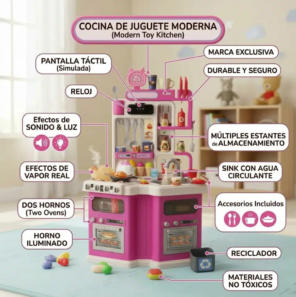 Cocina De Juguete Interactiva 113 Piezas Con Luz Y Sonido - Imagen 3
