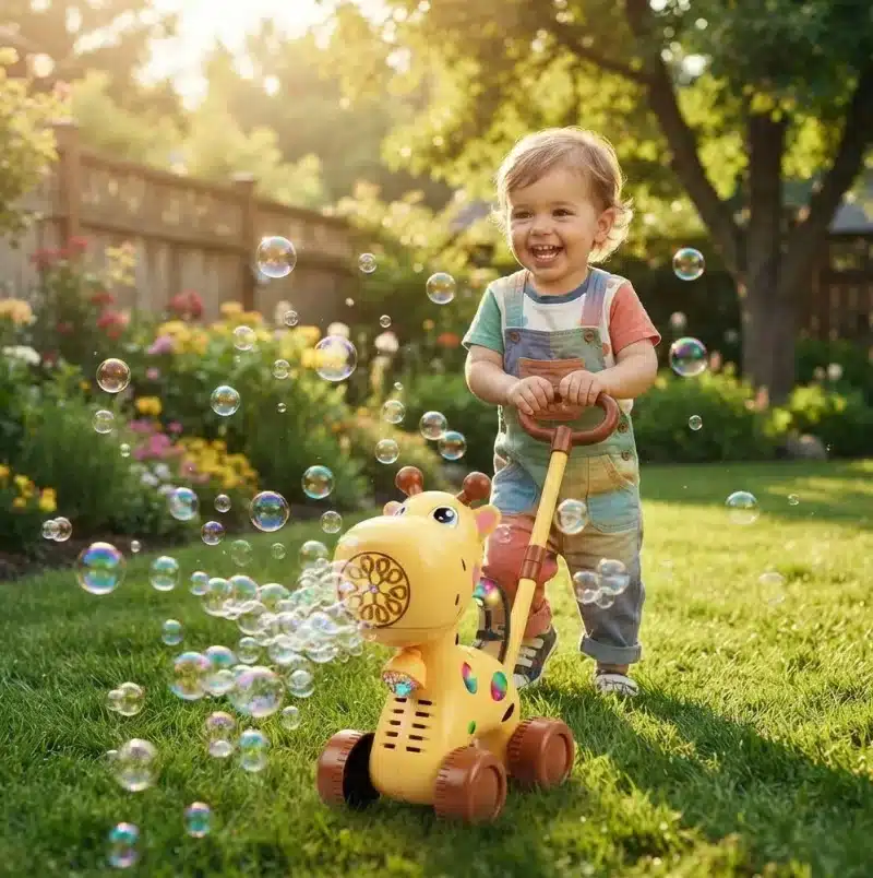 Carro Caminador De Burbujas De Empuje Musical Y Con Luces Para Niños Jirafa - Imagen 4