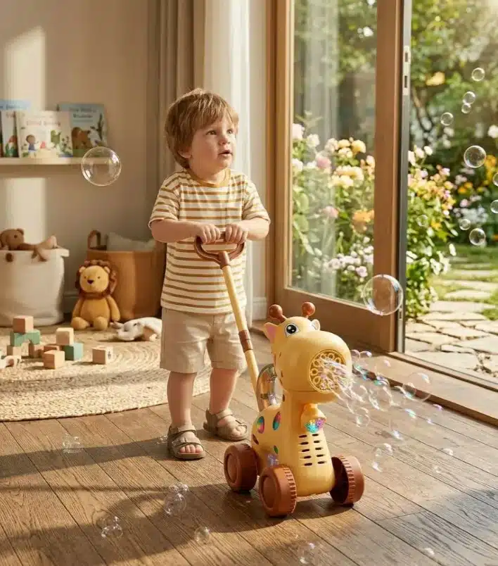 Carro Caminador De Burbujas De Empuje Musical Y Con Luces Para Niños Jirafa - Imagen 3
