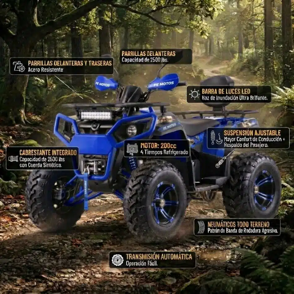 Cuatrimoto FG Wolf Pro 200 cc Con Winche Verde Con Negro - Imagen 4