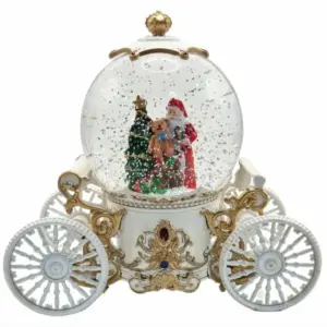 Lampara Navideña Diseño Carroza Con Papa Noel Luz y Sonido Blanco