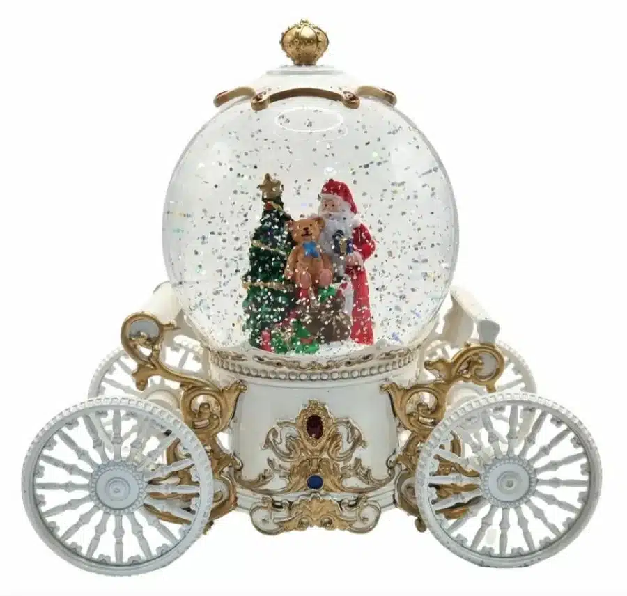 Lampara Navideña Diseño Carroza Con Papa Noel Luz y Sonido Blanco