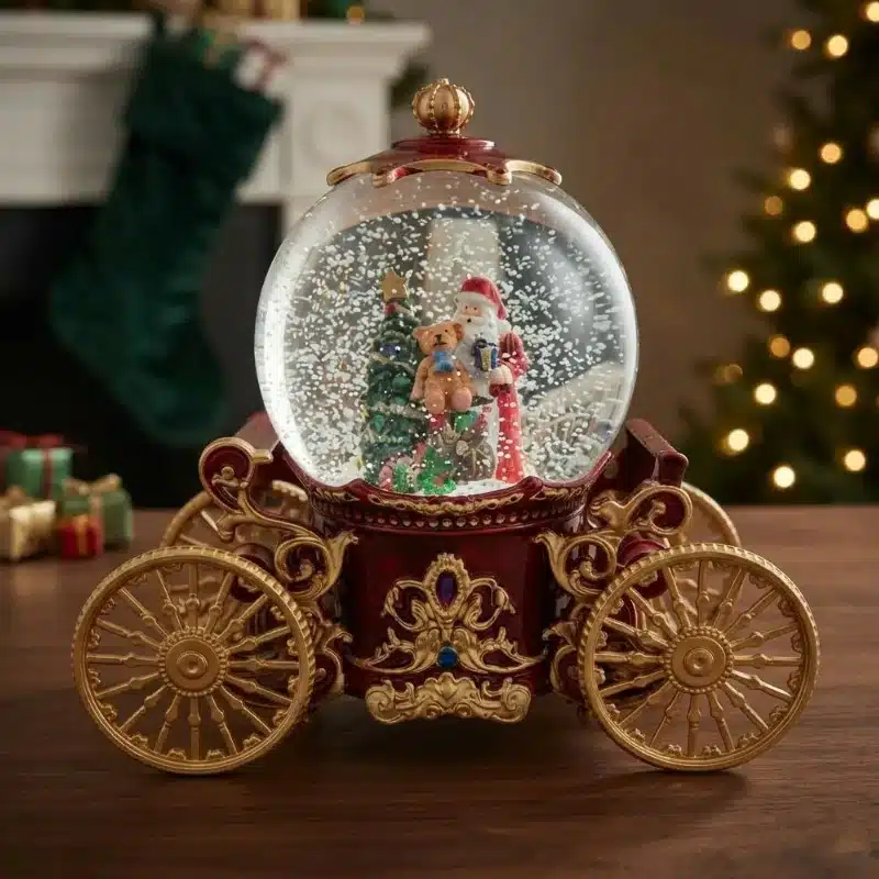 Lampara Navideña Diseño Carroza Con Papa Noel Luz y Sonido Rojo - Imagen 3