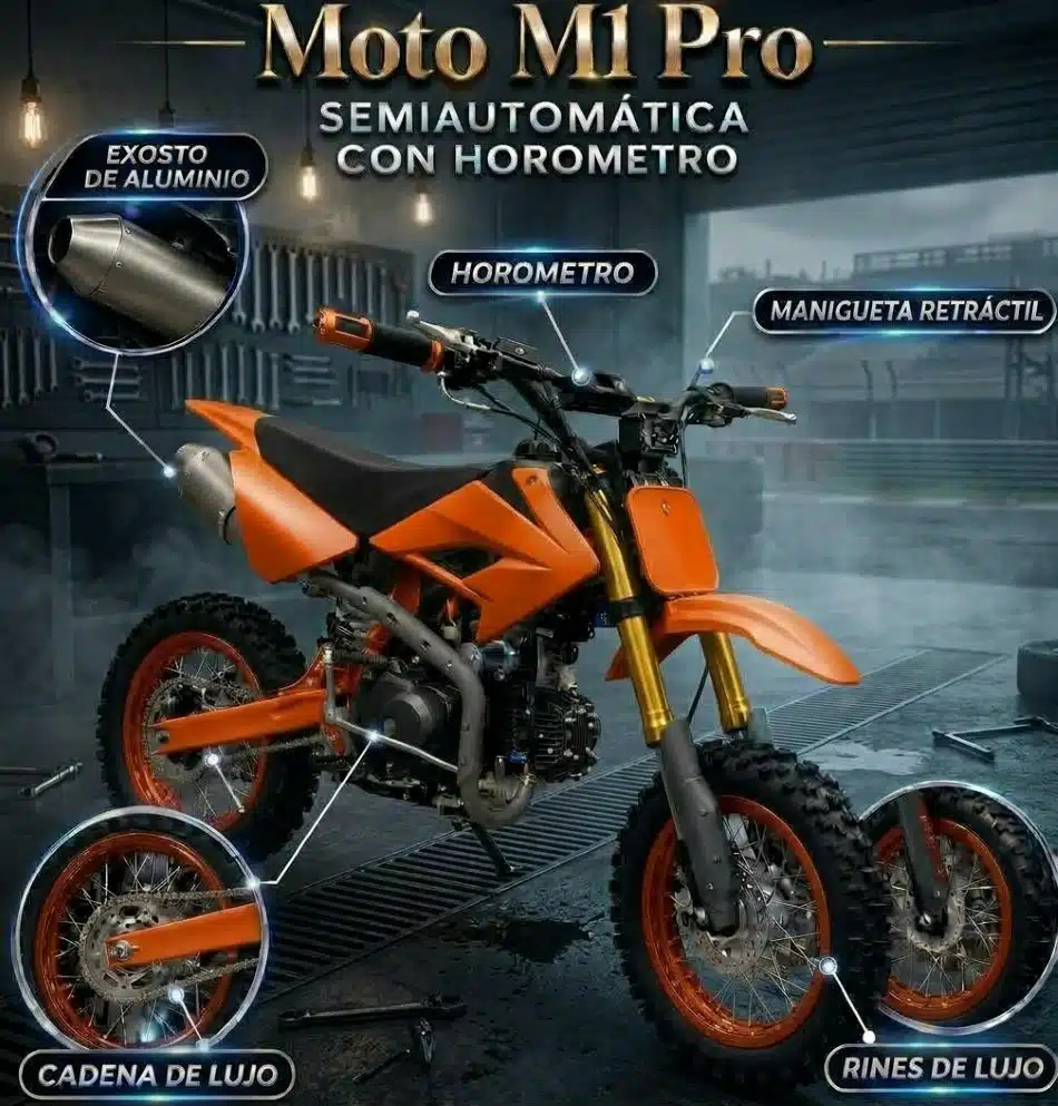 Moto A Gasolina Para Niños 110 Cc Cuatro Tiempos M1 Pro Naranja - Imagen 2