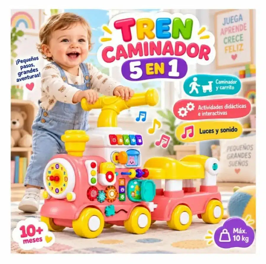 Tren Caminador Didáctico Con Luces Y Sonidos 5 En 1 Bebes - Imagen 5
